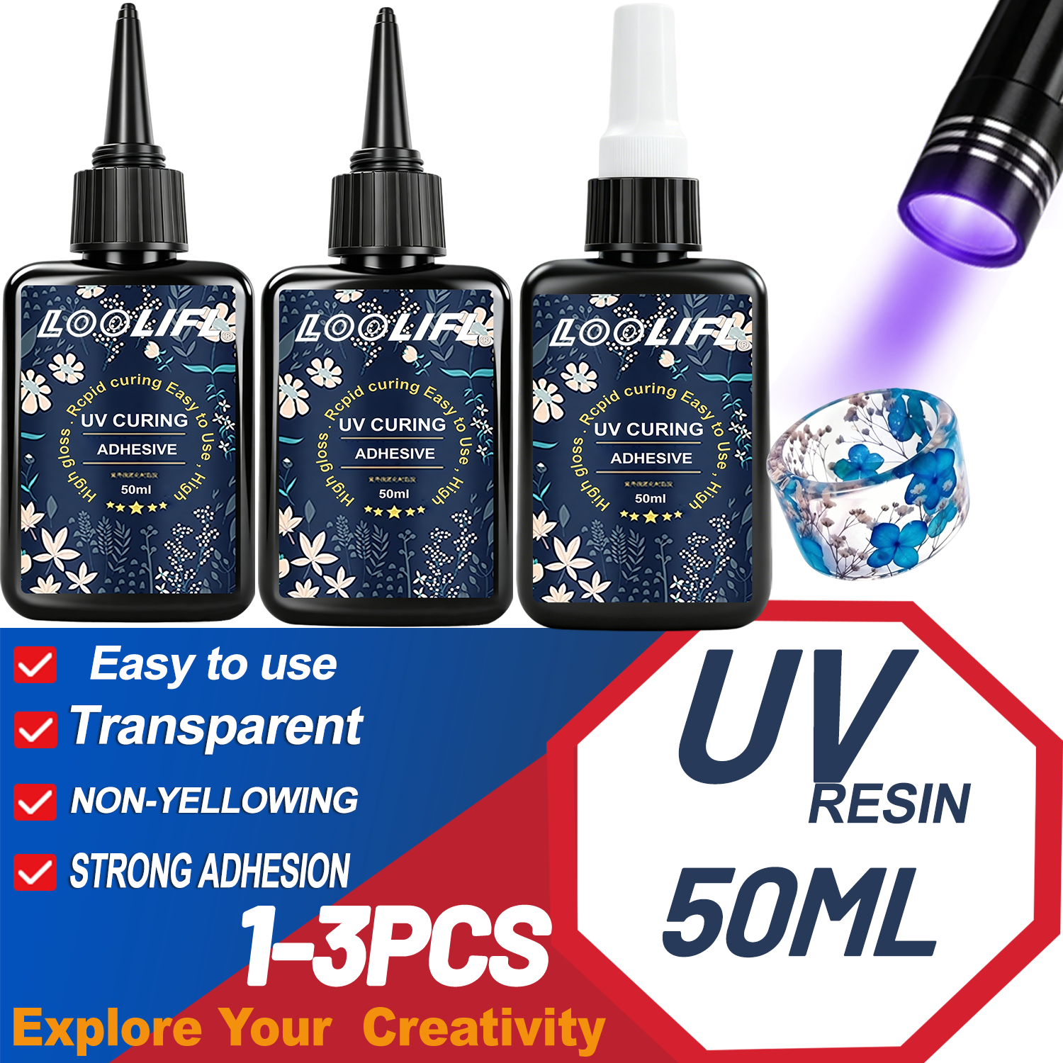 LOOLIFL UV Resin Glue 50G Kit  - Liquid Uv Glue Kit reseña y precio