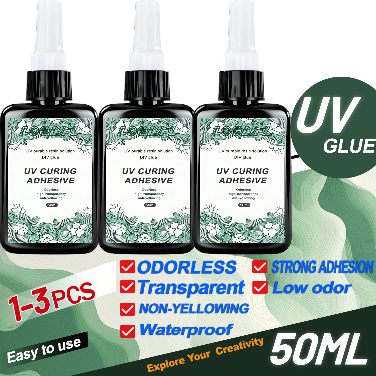 LOOLIFL New Strong 50ml UV Glu - Liquid Uv Glue Kit reseña y precio