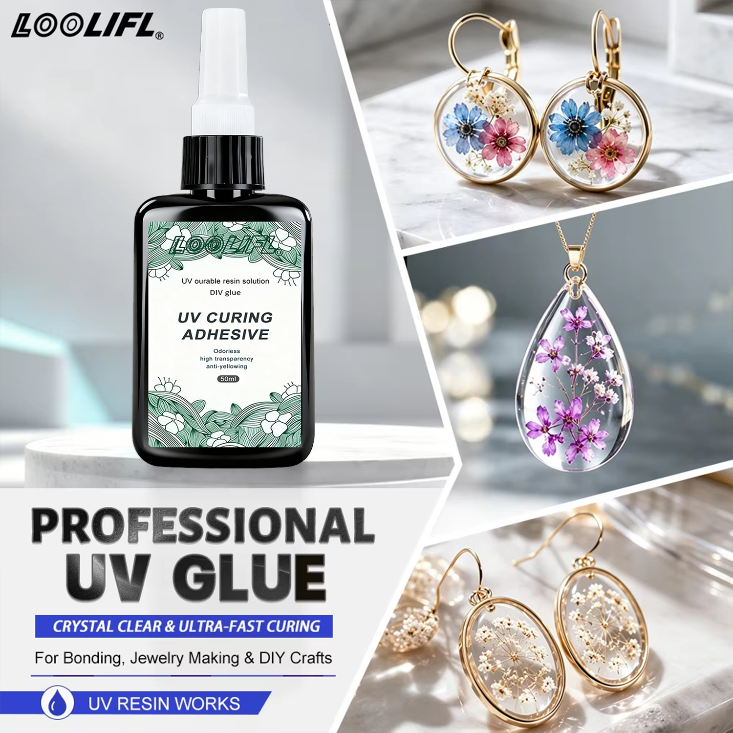 LOOLIFL New Strong 50ml UV Glu - Liquid Uv Glue Kit reseña y precio