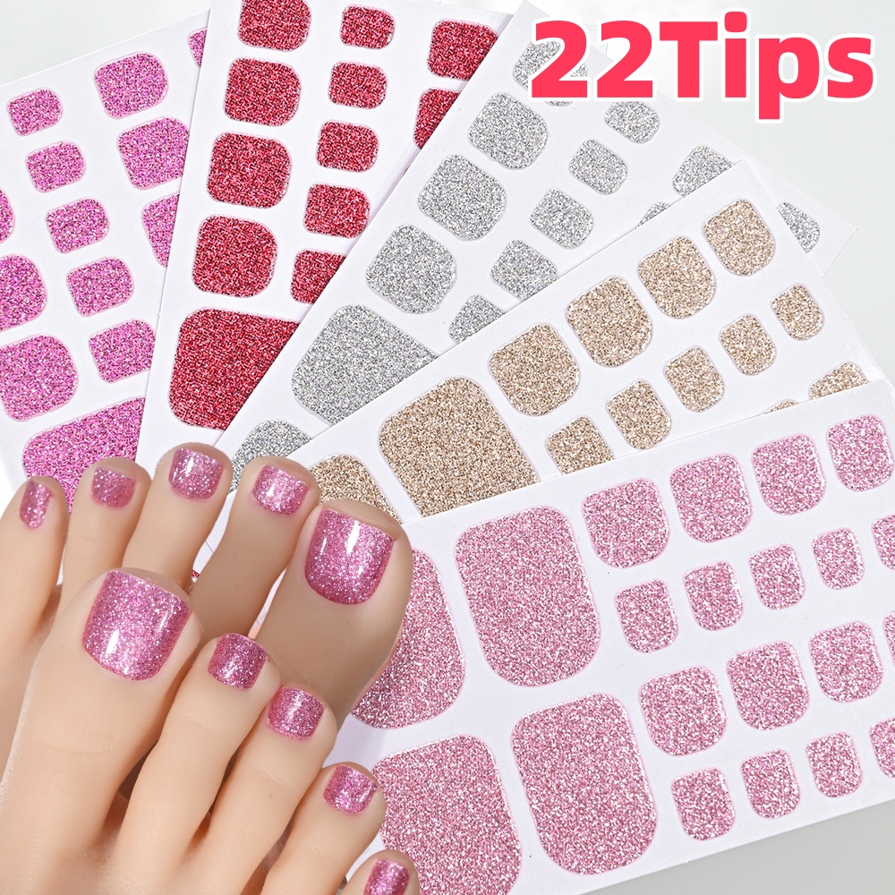 22Tips Pink Glitter Toe Nail S - Full Cover Adhesive reseña y precio