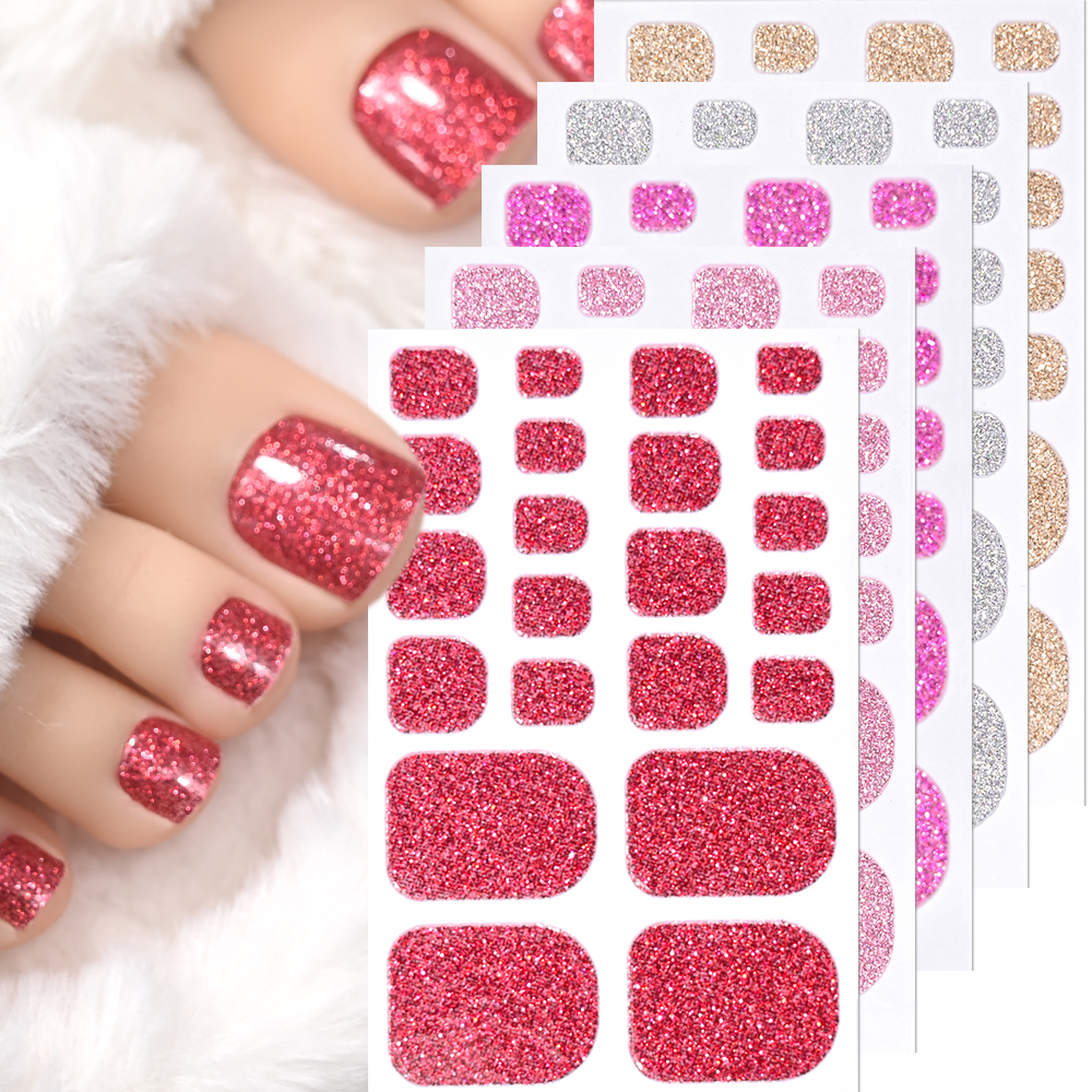 22Tips Pink Glitter Toe Nail S - Full Cover Adhesive reseña y precio